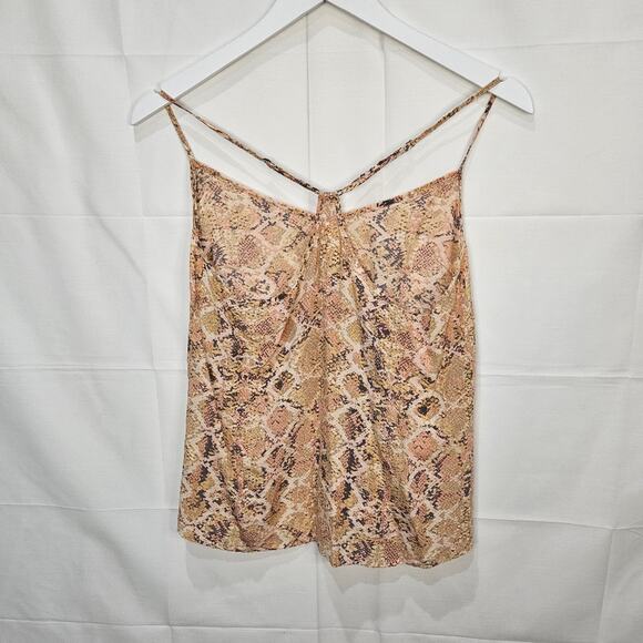 Eloise Anthropologie Cropped Tank Top Silk Snake Beige Size XS - Picture 2 of 8